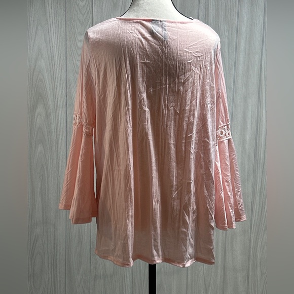 New Directions Pink Blouse With Bell Sleeves Size Small - Picture 4 of 9